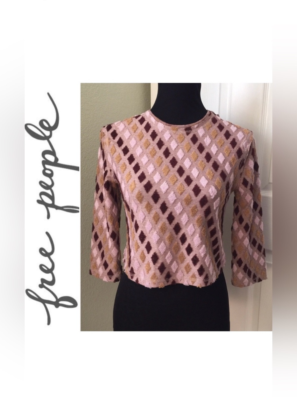 Free People • Diamond Textured Patch Sweater Top - Picture 1 of 9
